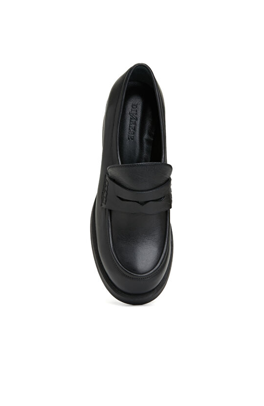 Siyah Kadın Deri Loafer