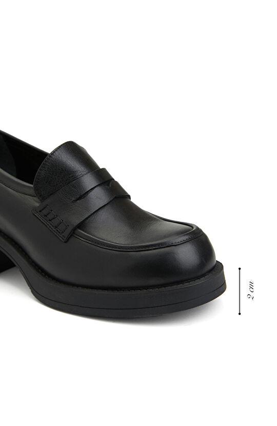 Siyah Kadın Deri Loafer