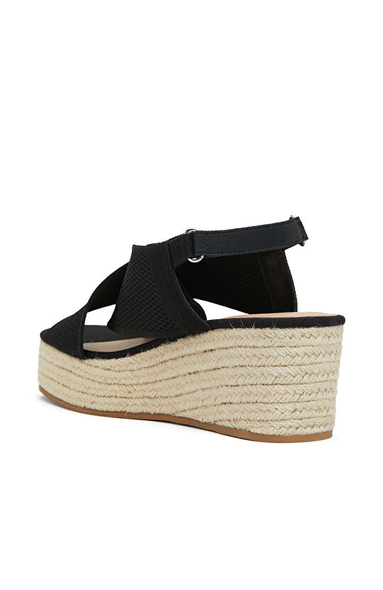 Siyah Kadın Hasır Espadril