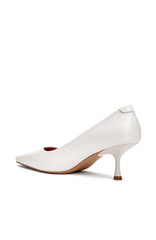 Kırık Beyaz Kadın Deri Ayakkabı