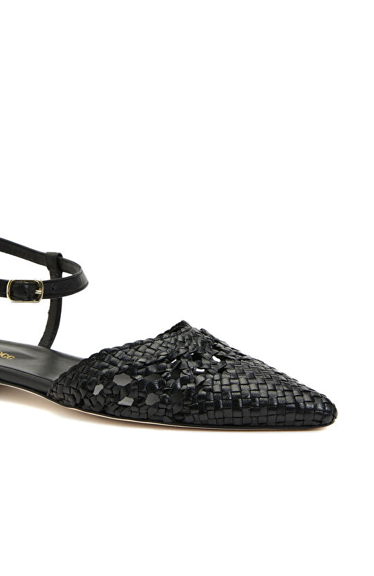 Siyah Kadın Deri Babet