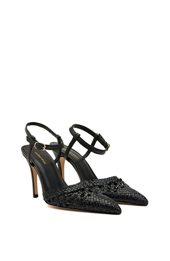 Siyah Kadın Deri Stiletto