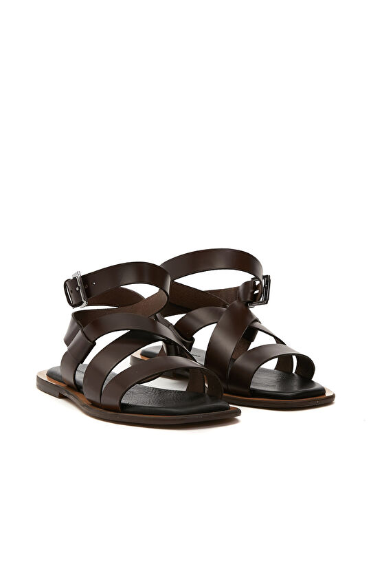 Acı Kahve Kadın Deri Sandalet
