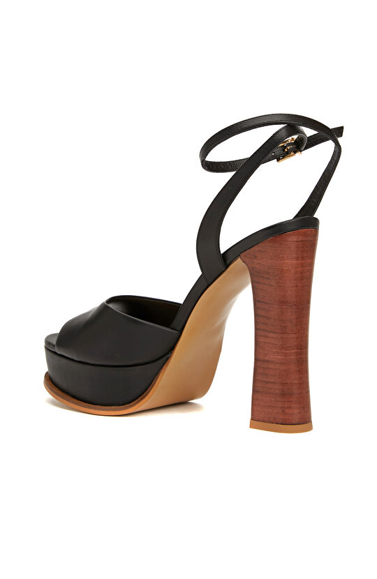 Siyah Kadın Deri Sandalet