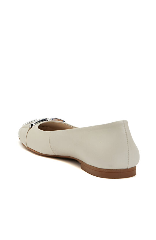 Kırık Beyaz Deri Babet