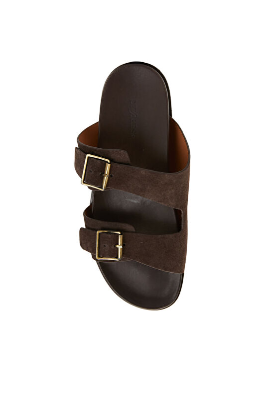 Koyu Kahverengi Erkek Süet Terlik