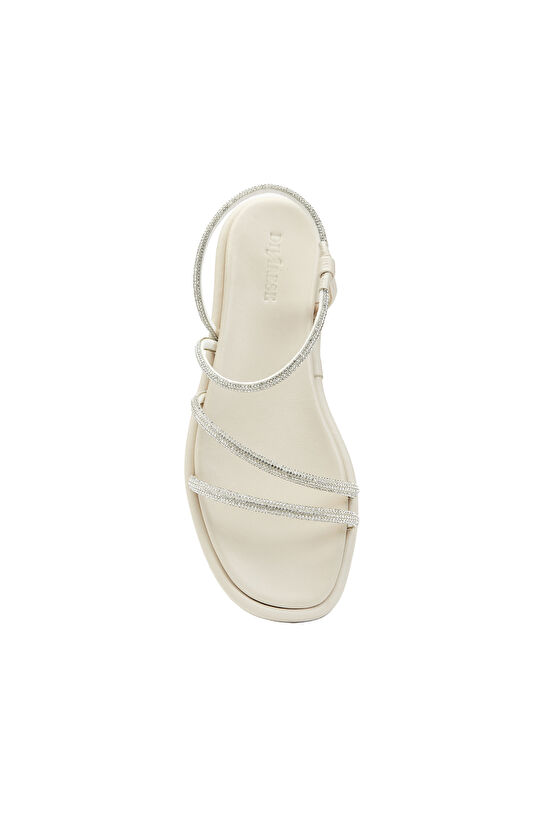 Off-White Stone Strappy Women's Leather Sandals