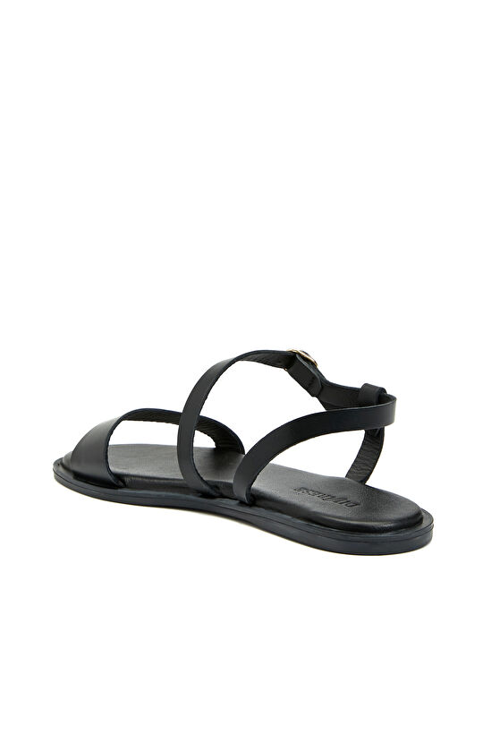 Siyah Kadın Yumuşak Taban Deri Sandalet