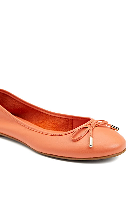 Turuncu Yumuşak Deri Kadın Babet