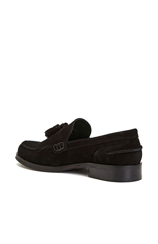 Black Tassel Detailed Men's Suede Loafer
