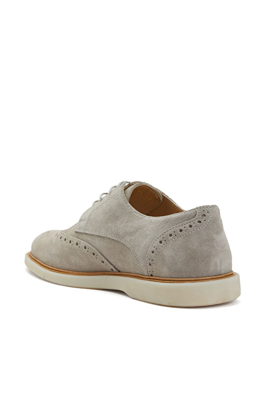 Açık Gri Erkek Süet Zımbalı Klasik Ayakkabı