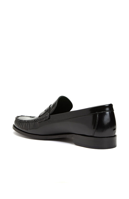 Siyah  Dikiş Detaylı Erkek Deri Loafer