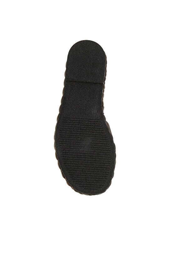 Acı Kahve Örgü Detaylı Kadın Deri Terlik