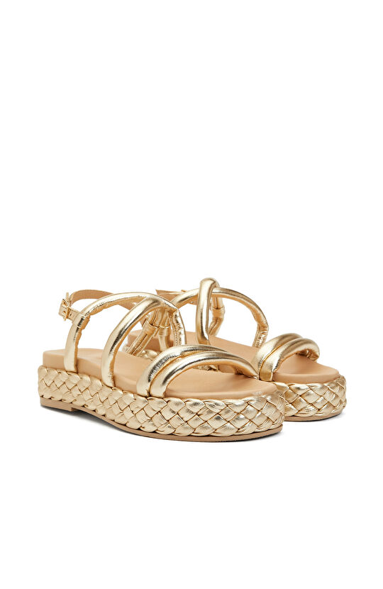Gold Kadın Deri Sandalet