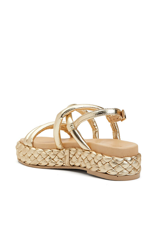 Gold Kadın Deri Sandalet