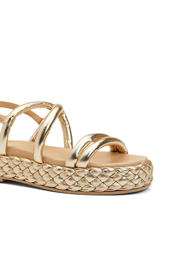 Gold Kadın Deri Sandalet