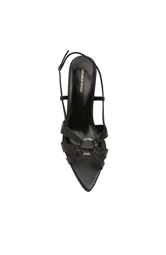 Siyah Kadın Deri Sandalet