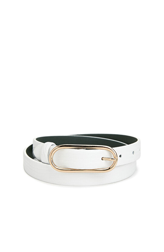 Beyaz Kadın Deri Kemer