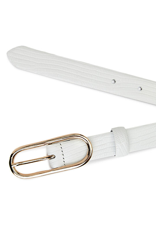 Beyaz Kadın Deri Kemer