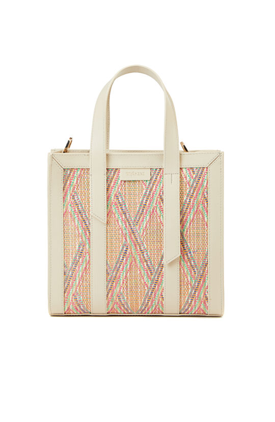 Bej Hasır Detaylı Kadın El Çantası