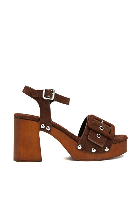 Kahverengi Kadın Süet Sandalet