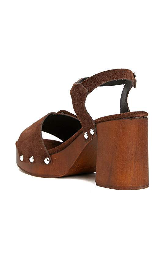 Kahverengi Kadın Süet Sandalet