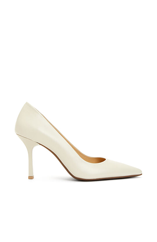 Kemik Stiletto Kadın Deri Topuklu Ayakkabı