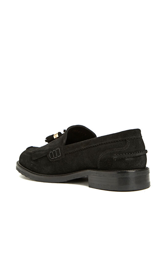 Siyah Kadın Süet Loafer
