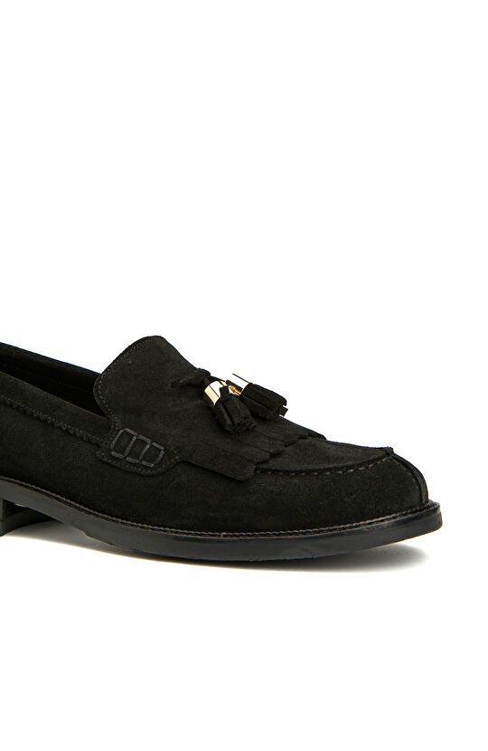 Siyah Kadın Süet Loafer