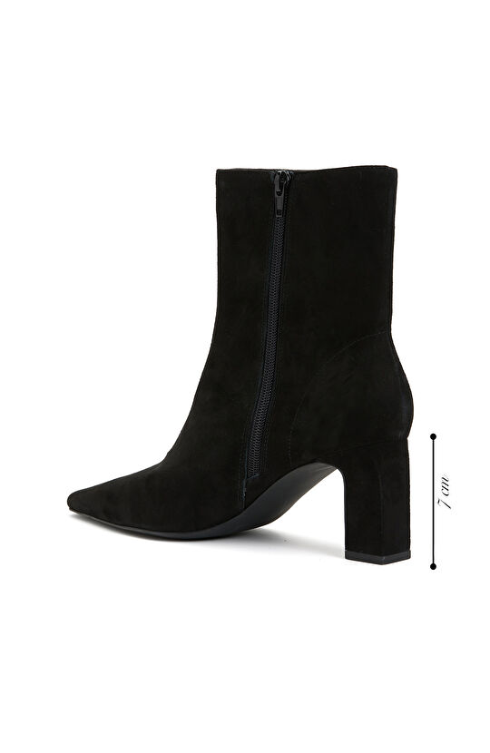 Siyah Süet Kadın Deri Bot