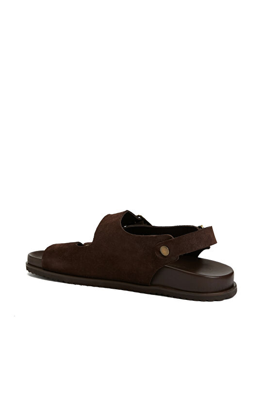 Kahverengi Erkek Deri Sandalet
