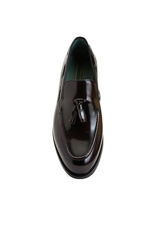 Bordo Püsküllü Erkek Deri Kösele Ayakkabı