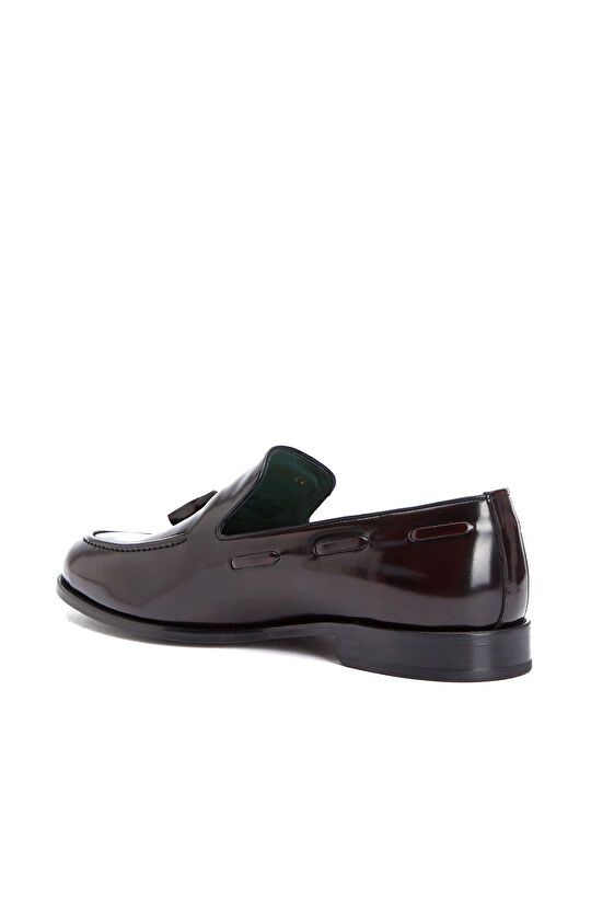 Burgundy Tasseled Men's Leather Leather Shoes