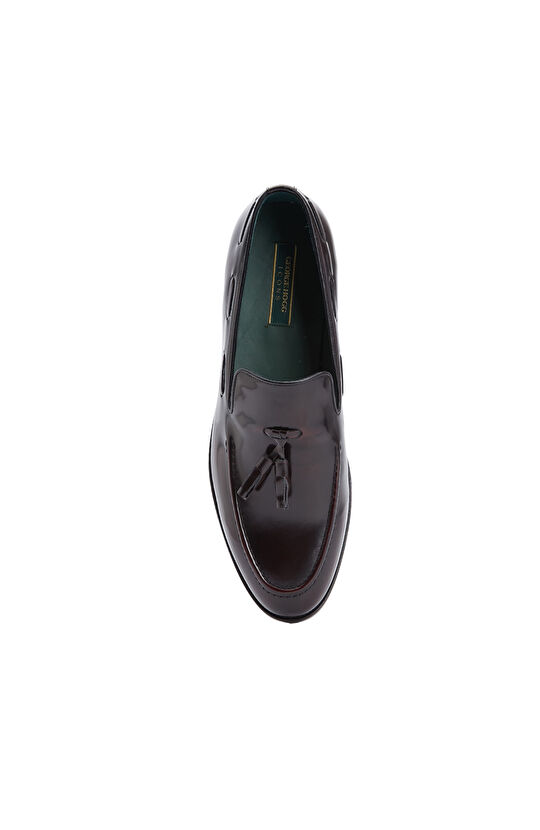Burgundy Tasseled Men's Leather Leather Shoes
