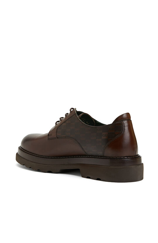 Kahverengi Baskılı Erkek Deri Ayakkabı