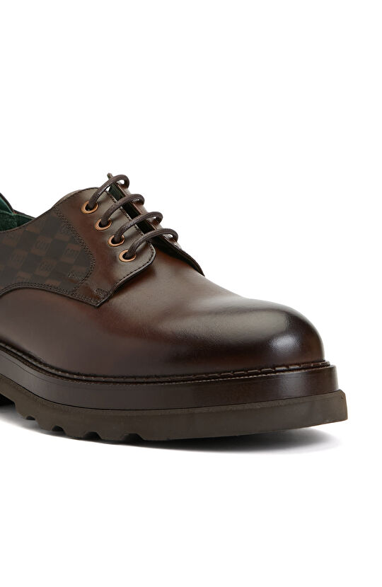 Kahverengi Baskılı Erkek Deri Ayakkabı