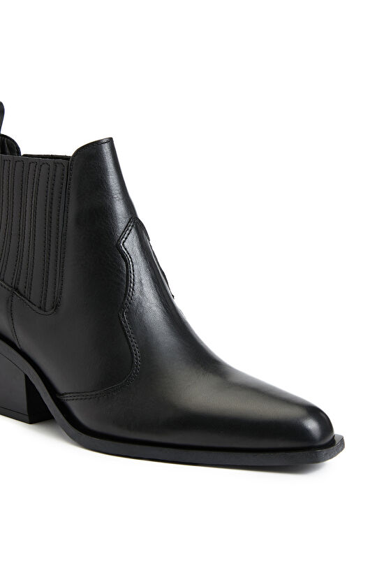 Siyah Kadın Kovboy Western Deri Bot