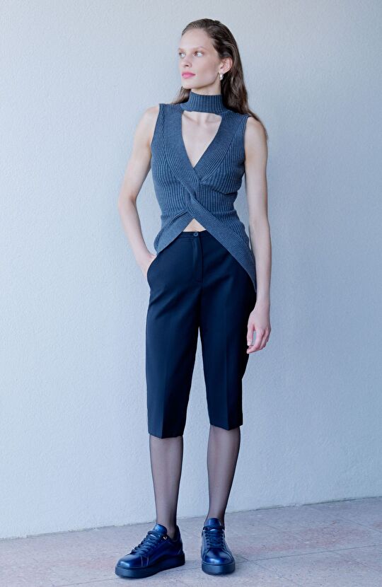 Lacivert Kadın Deri Sneaker