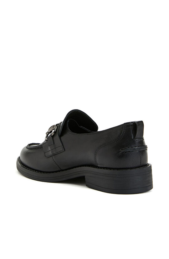 Siyah Kadın Deri Loafer