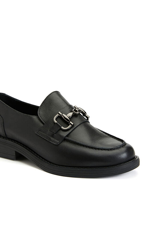 Siyah Kadın Deri Loafer