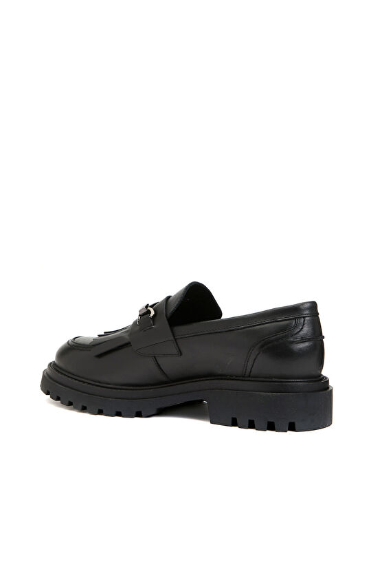 Siyah Kadın Deri Loafer