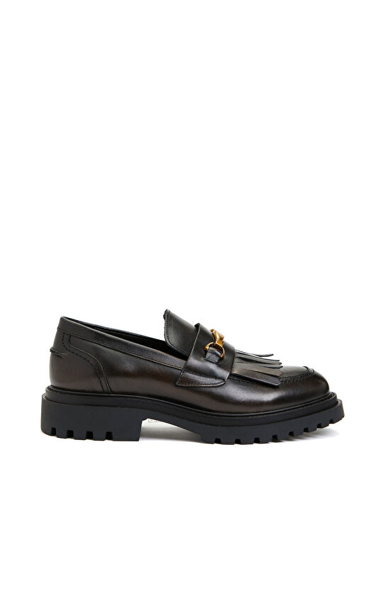 Bronz Kadın Deri Loafer