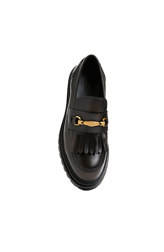 Bronz Kadın Deri Loafer