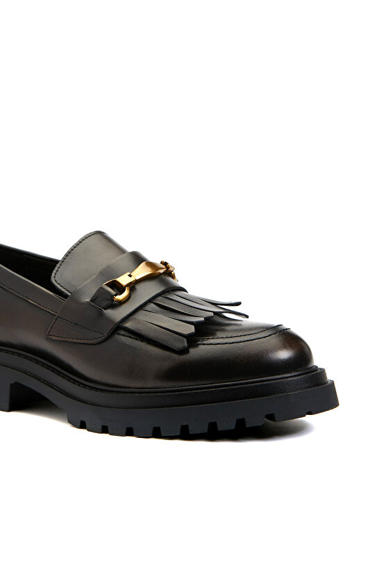 Bronz Kadın Deri Loafer