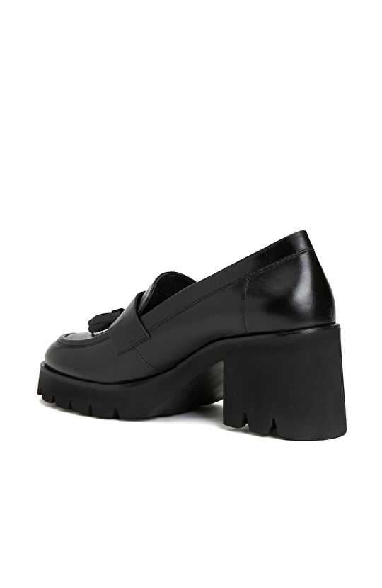 Siyah Kadın Deri Loafer