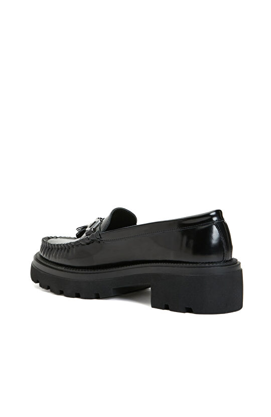Siyah Kadın Deri Loafer