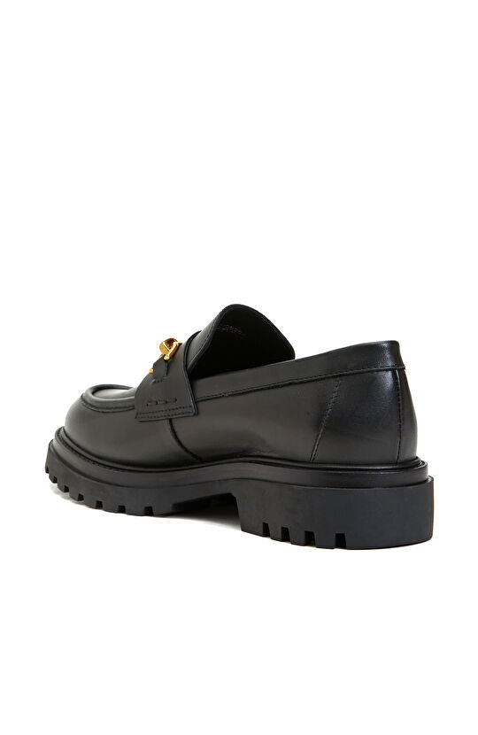 Siyah Kadın Deri Loafer