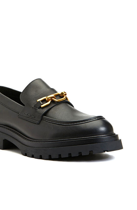 Siyah Kadın Deri Loafer