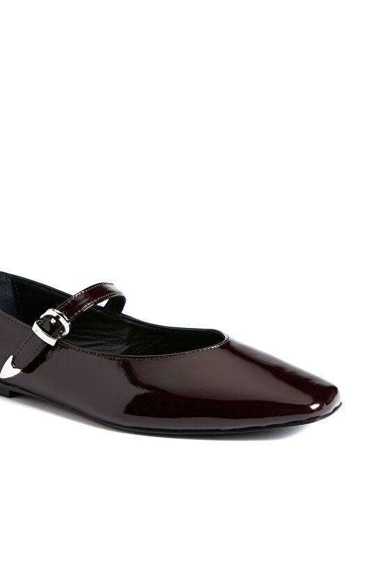 Bordo Küt Burun Kadın Deri Babet