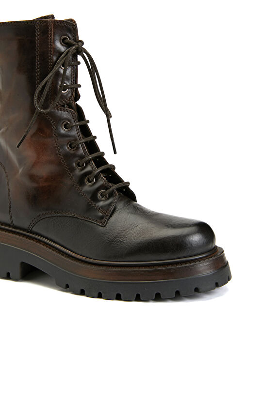 Kahverengi Kadın Deri Bot